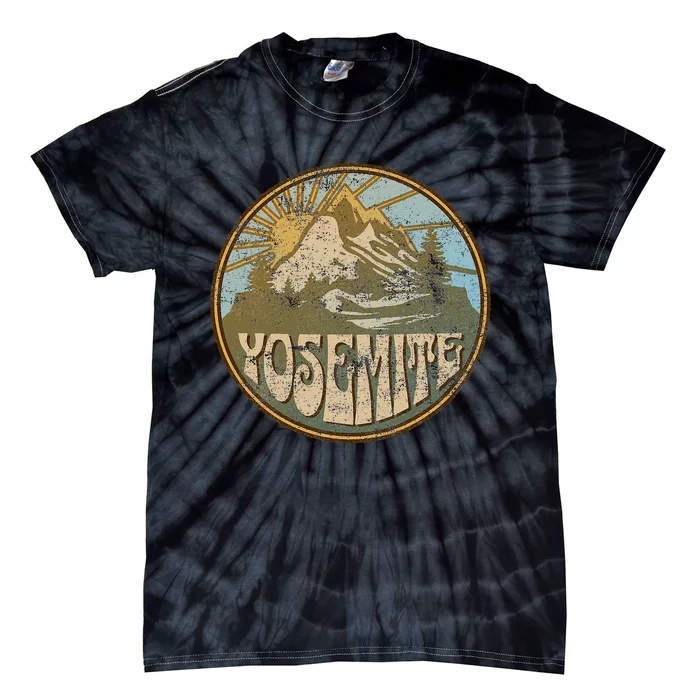 Yosemite California Nature Mountains Hiking Outdoors Retro Tie-Dye T-Shirt