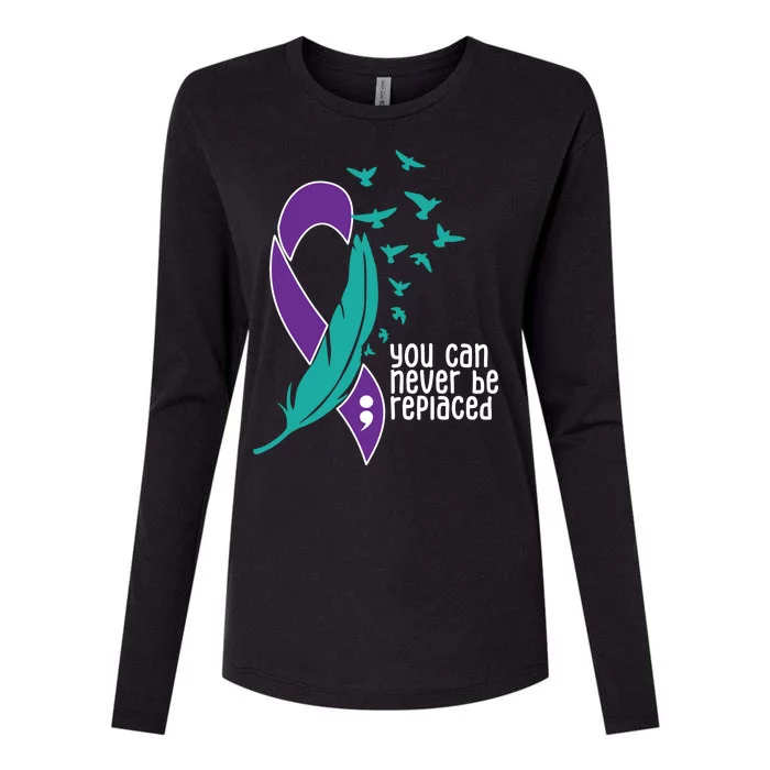 You Can Never Be Replaced Suicide Awareness Womens Cotton Relaxed Long Sleeve T-Shirt