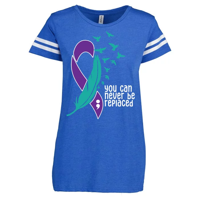 You Can Never Be Replaced Suicide Awareness Enza Ladies Jersey Football T-Shirt