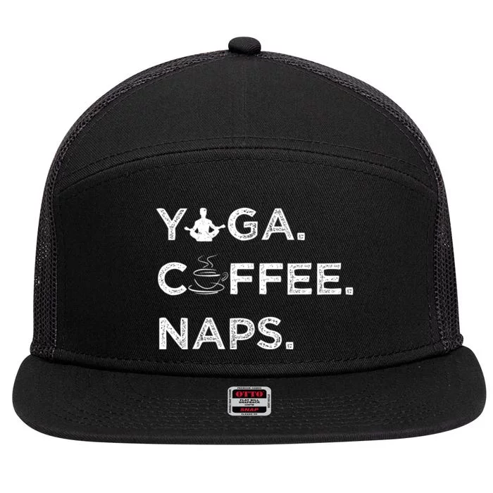 Yoga Coffee Naps 7 Panel Mesh Trucker Snapback Hat