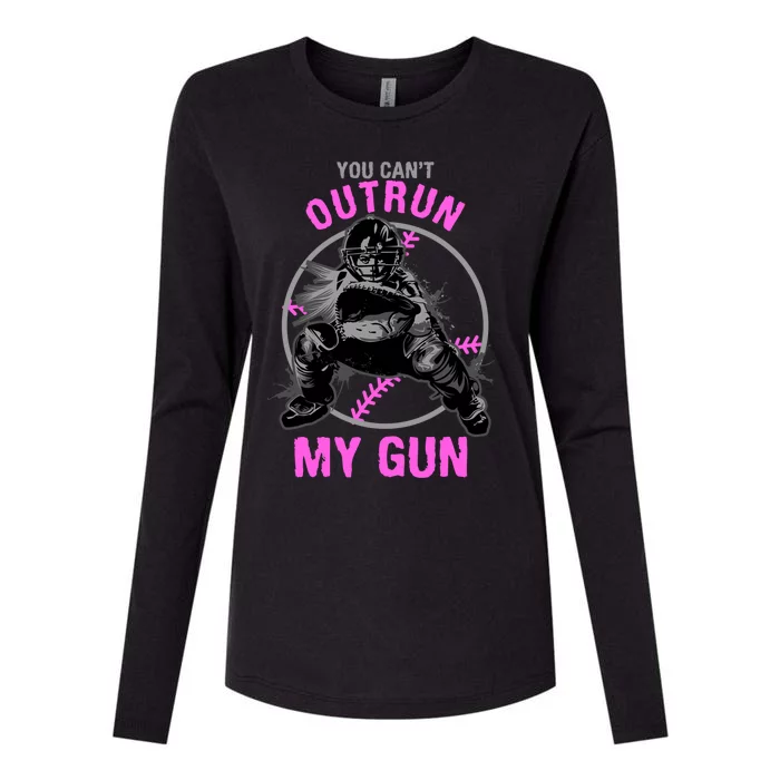 You CanT Outrun My Gun Softball Catcher Gift Womens Cotton Relaxed Long Sleeve T-Shirt