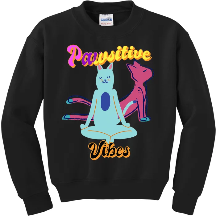 Yoga Cats Pawsitive Vibes Kids Sweatshirt