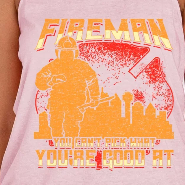 You Cant Pick What Youre Good At Dallas Firefighter Job Gift Women's Knotted Racerback Tank