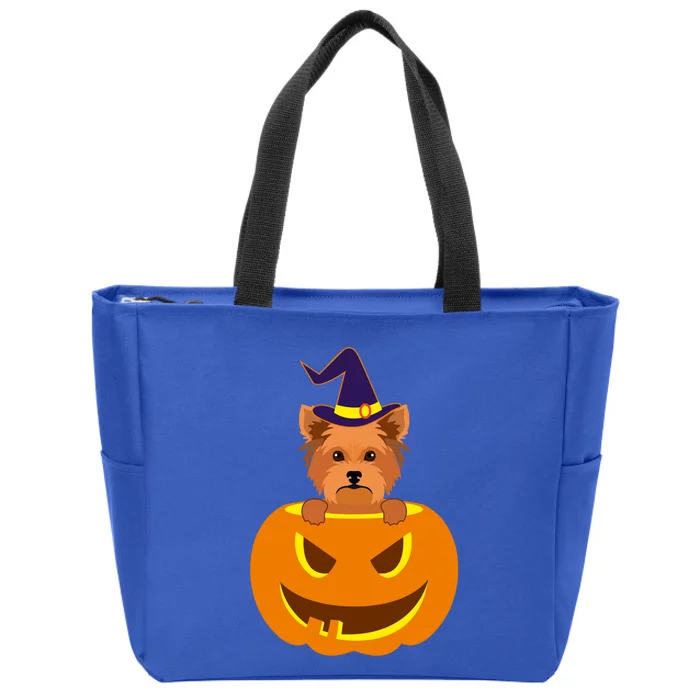 Yorkie Cute Pumpkin Halloween Yorkshire Terrier Dog Lover Meaningful Gift Zip Tote Bag