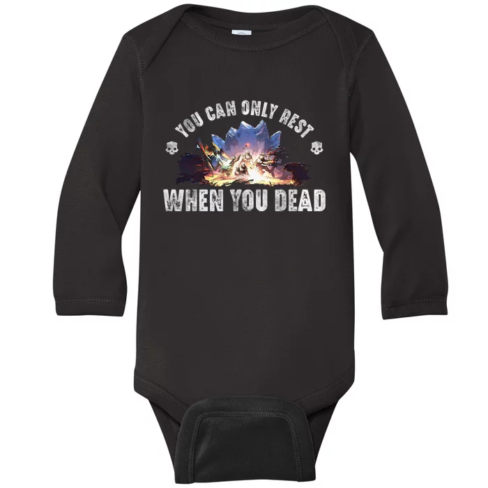 You CanT Rest Hell Of Divers Helldiving Lovers Costume Baby Long Sleeve Bodysuit