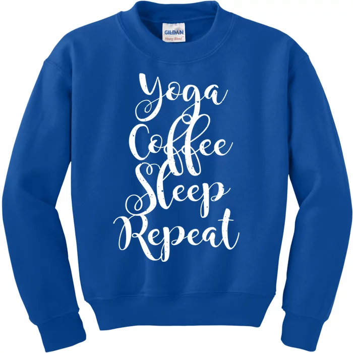 Yoga Coffee Sleep Repeat Funny Yoga Lover Gift Kids Sweatshirt