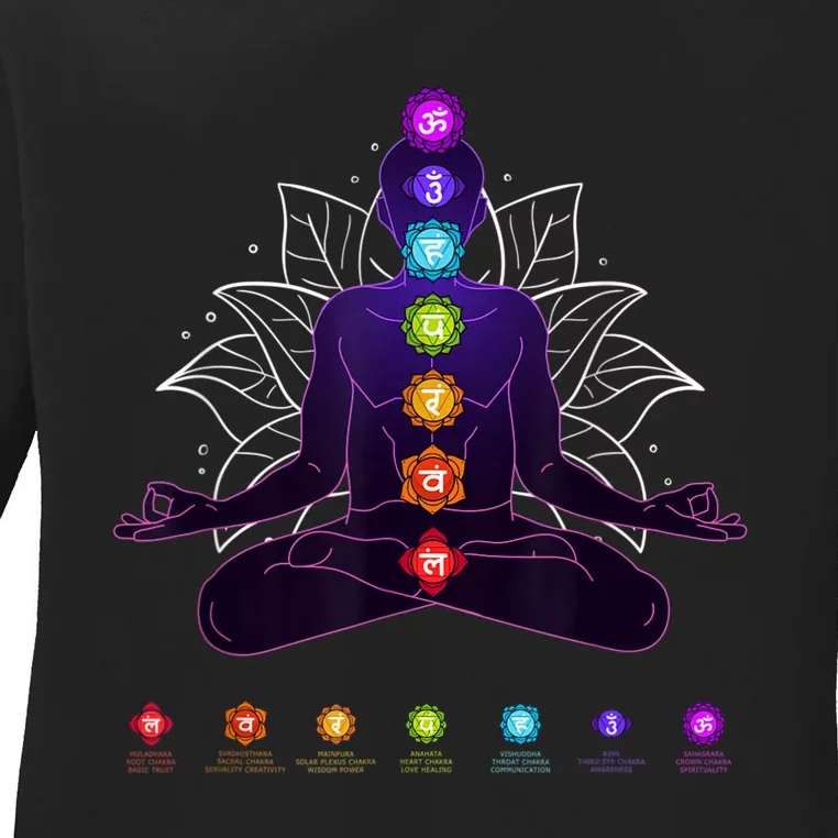 Yoga Chakra Spiritual Body System Meditation Ladies Long Sleeve Shirt