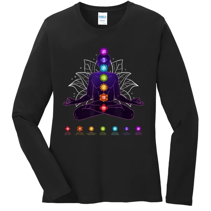 Yoga Chakra Spiritual Body System Meditation Ladies Long Sleeve Shirt