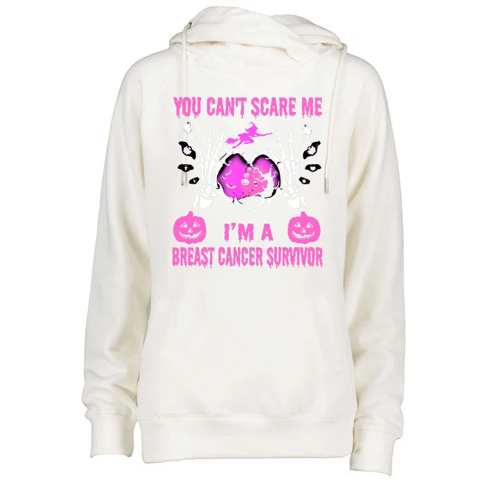 You Cant Scare Me Im A Breast Cancer Survivor Halloween Womens Funnel Neck Pullover Hood