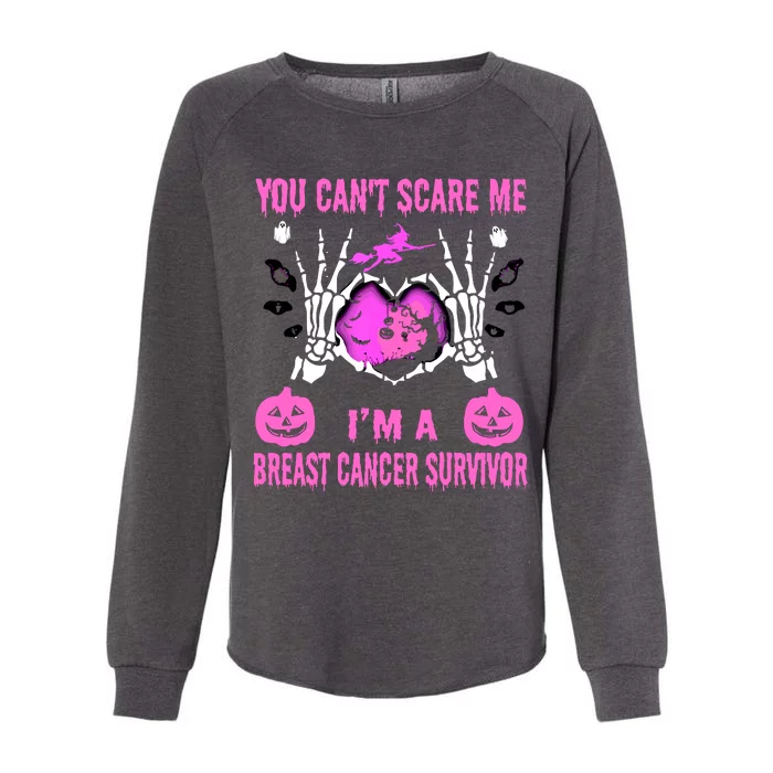 You Cant Scare Me Im A Breast Cancer Survivor Halloween Womens California Wash Sweatshirt