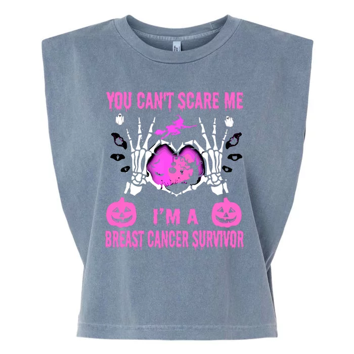 You Cant Scare Me Im A Breast Cancer Survivor Halloween Garment-Dyed Women's Muscle Tee