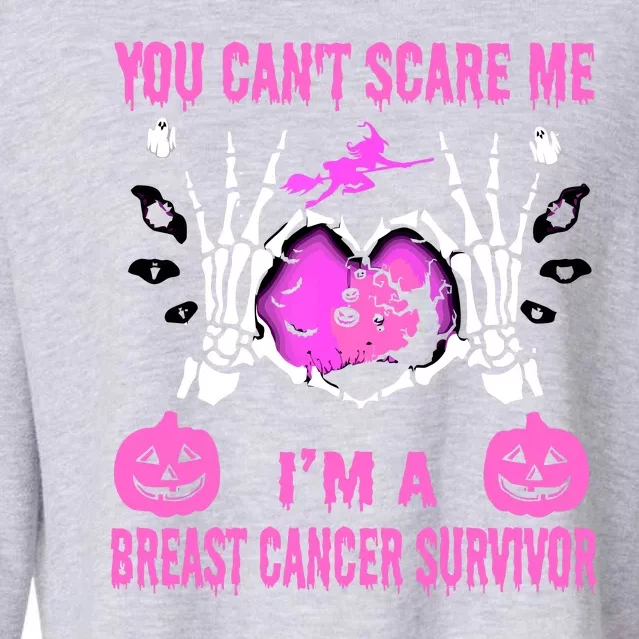 You Cant Scare Me Im A Breast Cancer Survivor Halloween Cropped Pullover Crew