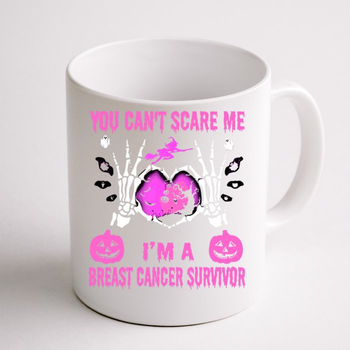 You Cant Scare Me Im A Breast Cancer Survivor Halloween Front & Back Coffee Mug