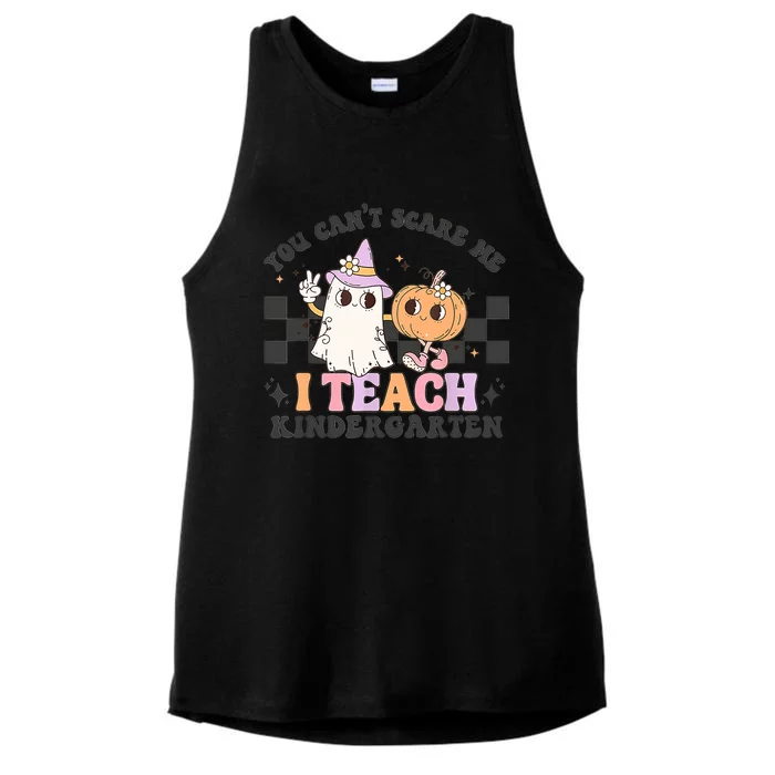 You Cant Scare Me I Teach Kindergarten Retro Halloween Meaningful Gift Ladies Tri-Blend Wicking Tank