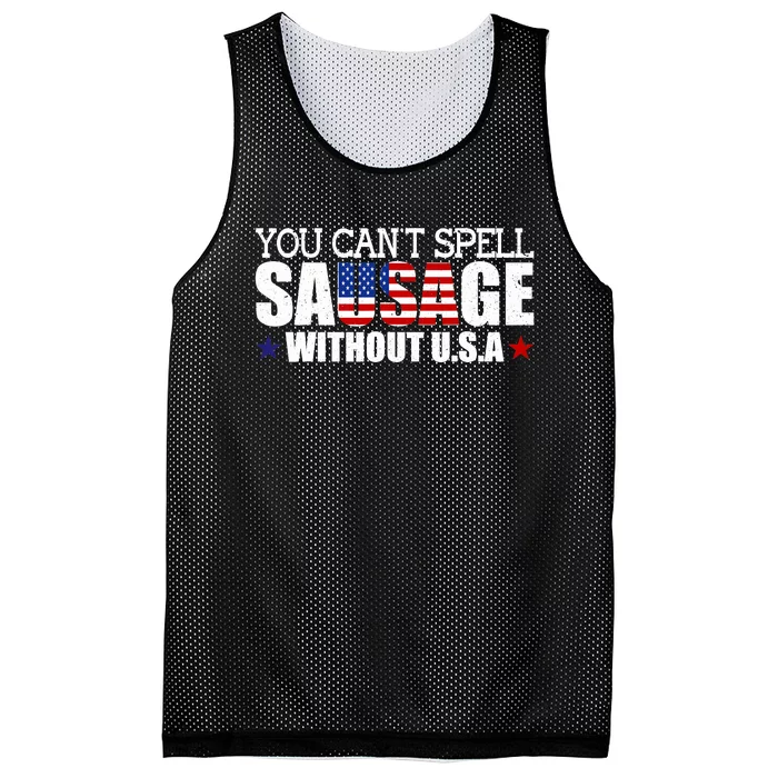 YOU CAN'T SPELL SAUSAGE WITHOUT USA DESIGN FOR AMERICANS Mesh Reversible Basketball Jersey Tank