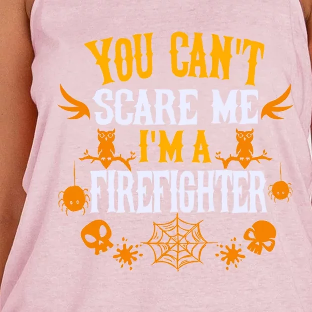 You Cant Scare Me Im A Firefighter Halloween Gift Women's Knotted Racerback Tank