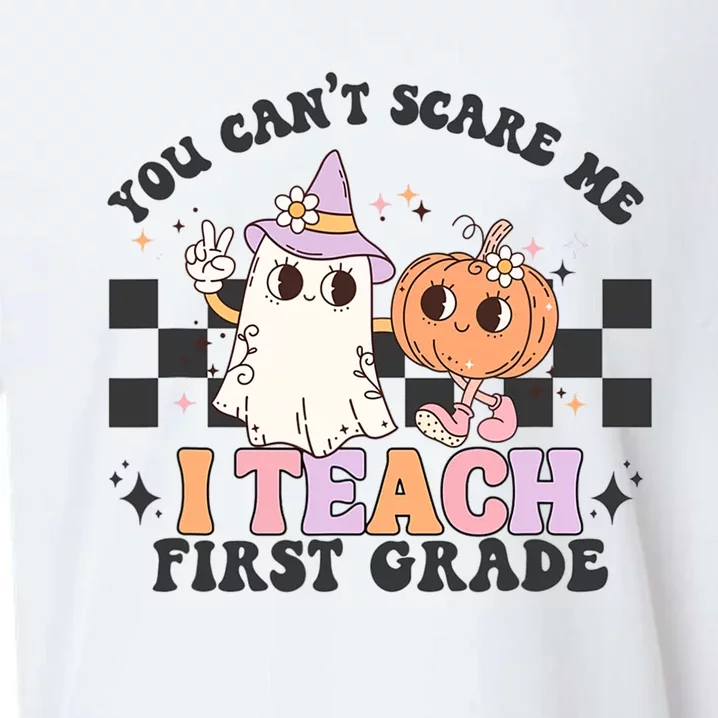 You Cant Scare Me I Teach First Grade Halloween Teacher Sueded Cloud Jersey T-Shirt