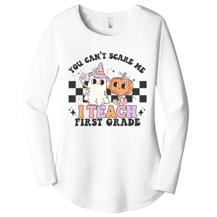 You Cant Scare Me I Teach First Grade Halloween Teacher Women's Perfect Tri Tunic Long Sleeve Shirt