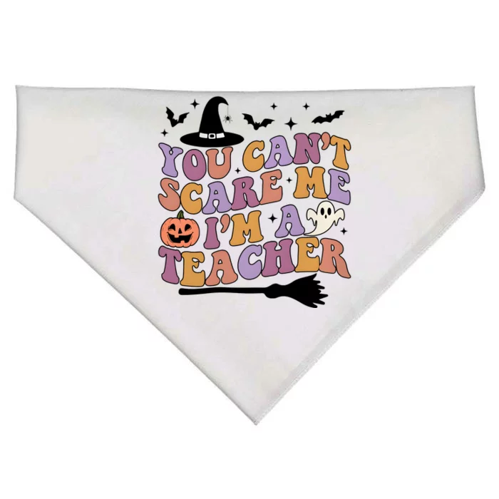 You Cant Scare Me Im A Teacher Witch Halloween Ghost Teacher Life USA-Made Doggie Bandana