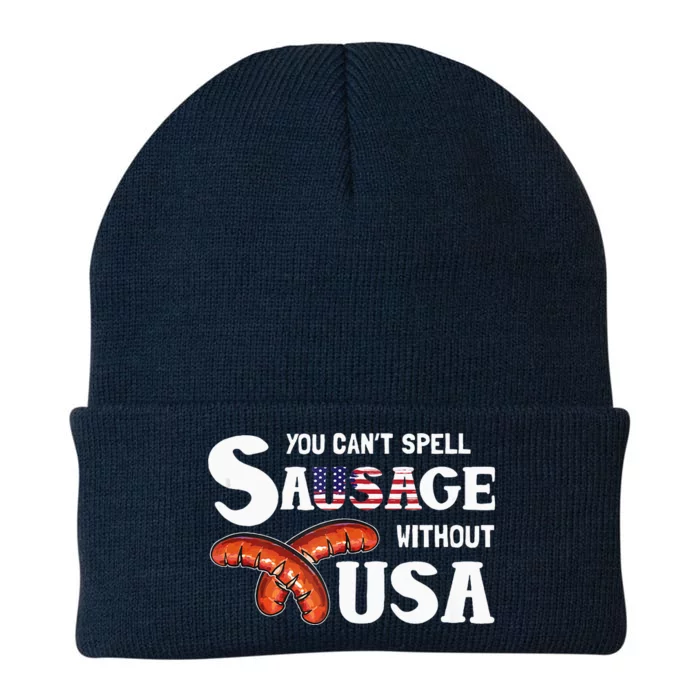 You Cant Spell Sausage Without Usa 4th Of July Knit Cap Winter Beanie