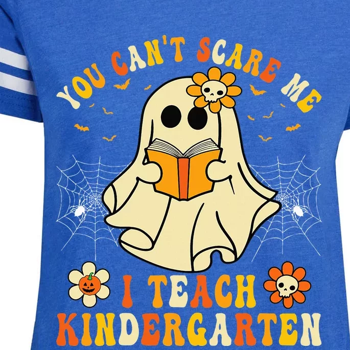 You Cant Scare Me I Teach Kindergarten Halloween Teacher Enza Ladies Jersey Football T-Shirt