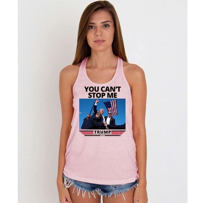 You Cant Stop Me Make America Great Again Trump 2024 Women's Knotted Racerback Tank