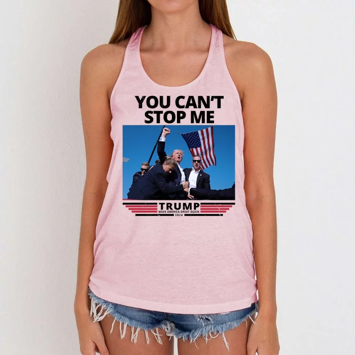 You Cant Stop Me Make America Great Again Trump 2024 Women's Knotted Racerback Tank