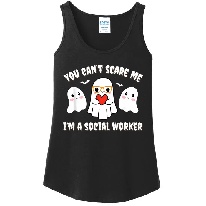 You Can’T Scare Me I’M A Social Worker Halloween Ghost Funny Ladies Essential Tank