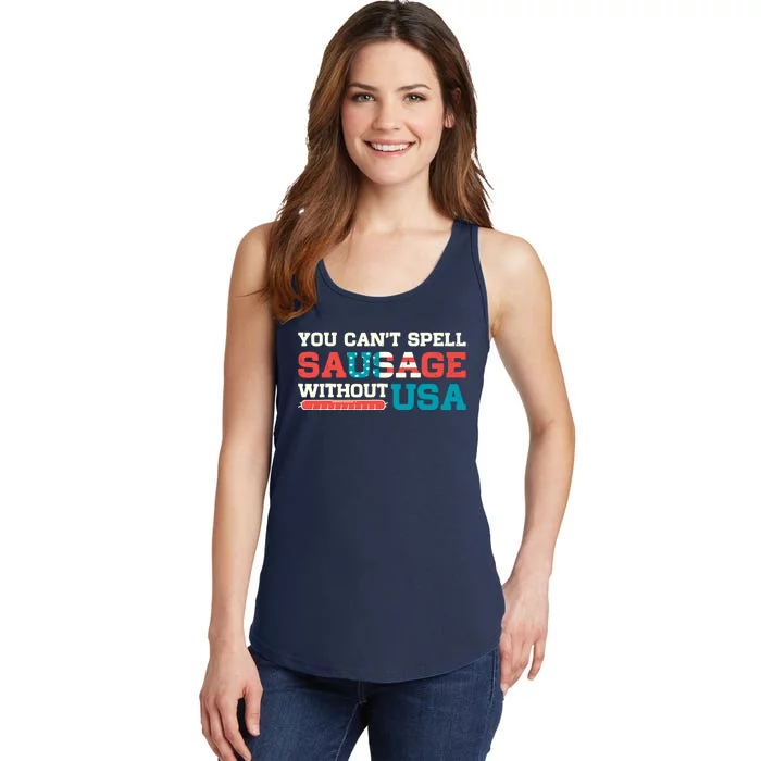 You Can’T Spell Sausage Without Usa Vintage Patriotic Ladies Essential Tank