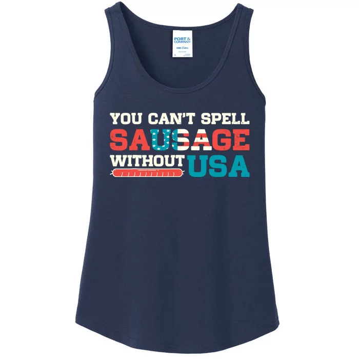 You Can’T Spell Sausage Without Usa Vintage Patriotic Ladies Essential Tank