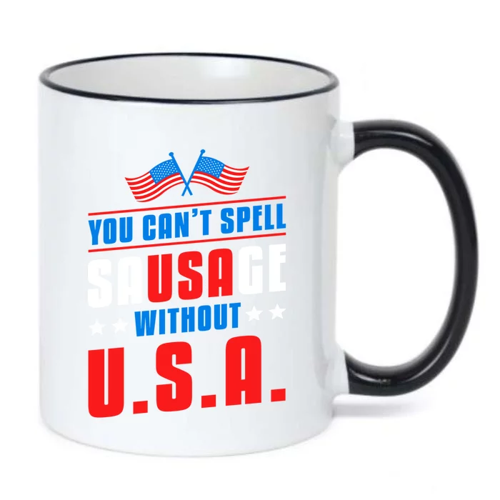 You Cant Spell Sausage Without Usa American Flag Great Gift Black Color Changing Mug