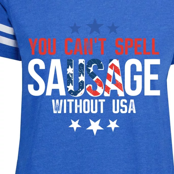 You Cant Spell Sausage Without Usa Funny Gift Enza Ladies Jersey Football T-Shirt