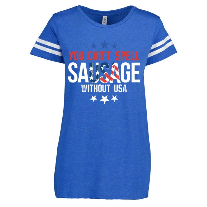 You Cant Spell Sausage Without Usa Funny Gift Enza Ladies Jersey Football T-Shirt