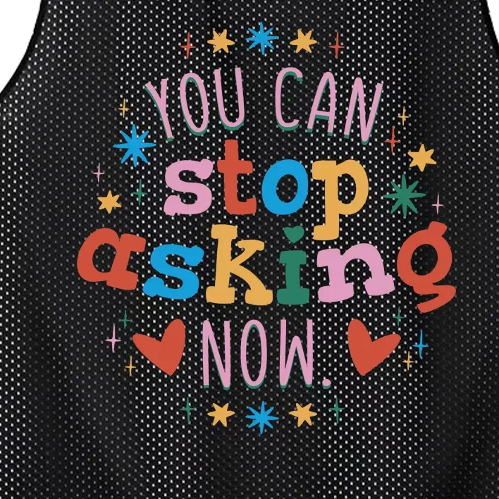 You Can Stop Asking Now Pregnancy Reveal Mesh Reversible Basketball Jersey Tank