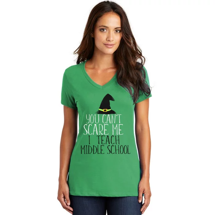 You CanT Scare Me I Teach Kindergarten Halloween Meme Women's V-Neck T-Shirt