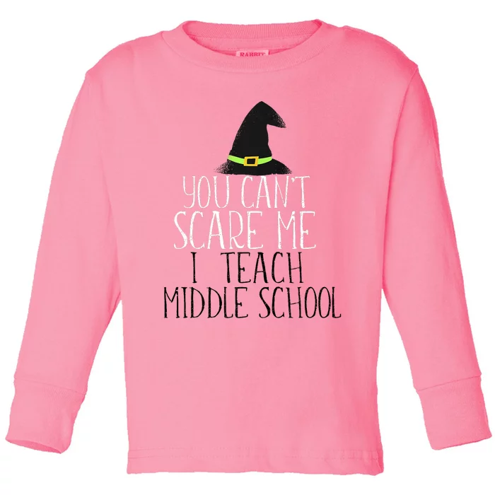 You CanT Scare Me I Teach Kindergarten Halloween Meme Toddler Long Sleeve Shirt