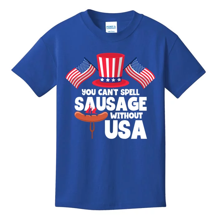 You Cant Spell Sausage Without Usa 4th Of July Gift Kids T-Shirt