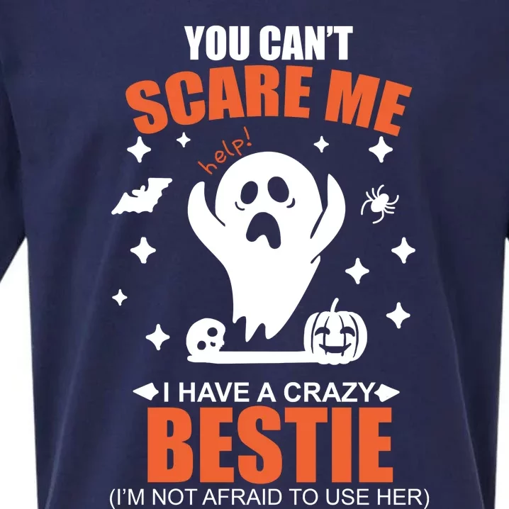 You CanT Scare Me I Have A Crazy Bestie Sueded Cloud Jersey T-Shirt