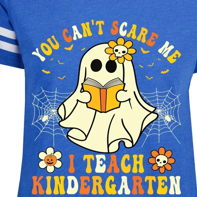 You Cant Scare Me I Teach Kindergarten Halloween Teacher Enza Ladies Jersey Football T-Shirt