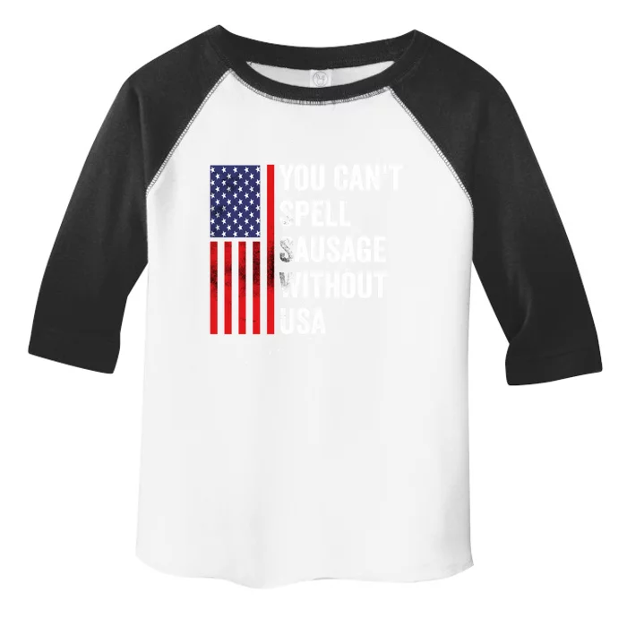 You Cant Spell Sausage Without Usa American 4th July Funny Gift Toddler Fine Jersey T-Shirt