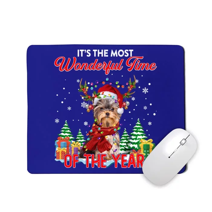 Yorkie Christmas Santa Lights Its The Most Wonderful Time Gift Mousepad