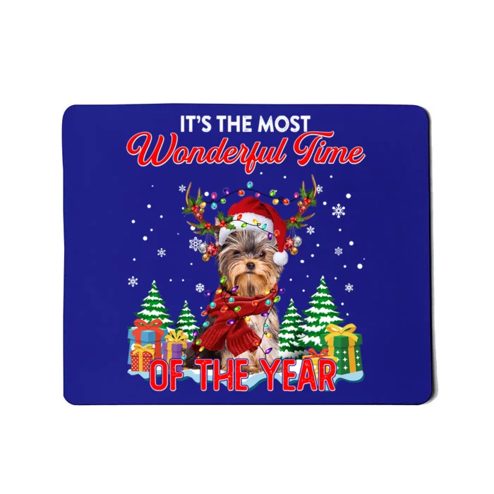 Yorkie Christmas Santa Lights Its The Most Wonderful Time Gift Mousepad