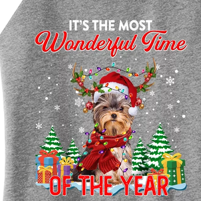 Yorkie Christmas Santa Lights Its The Most Wonderful Time Gift Women’s Perfect Tri Rocker Tank