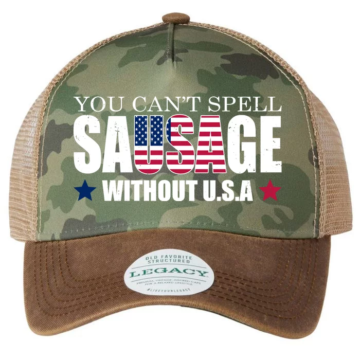 You Can't Spell Sausage Without USA Funny Legacy Tie Dye Trucker Hat