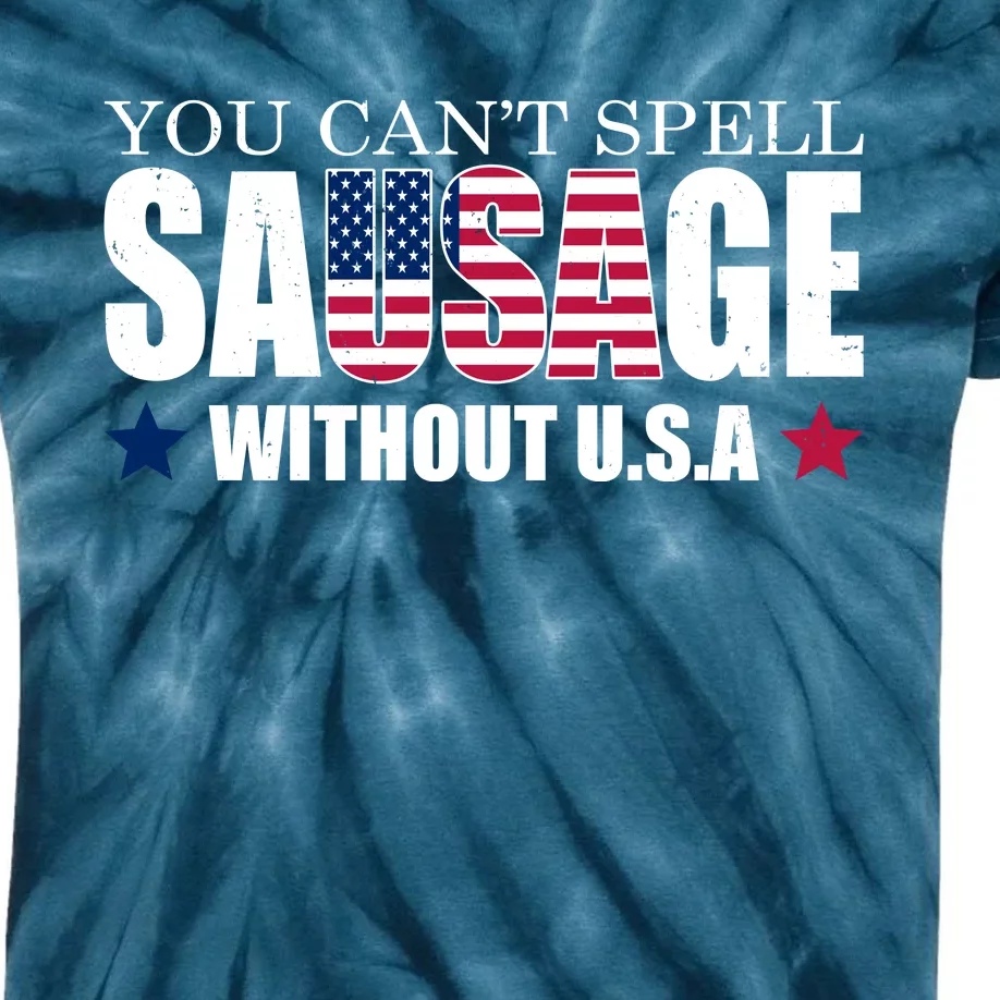 You Can't Spell Sausage Without USA Funny Kids Tie-Dye T-Shirt