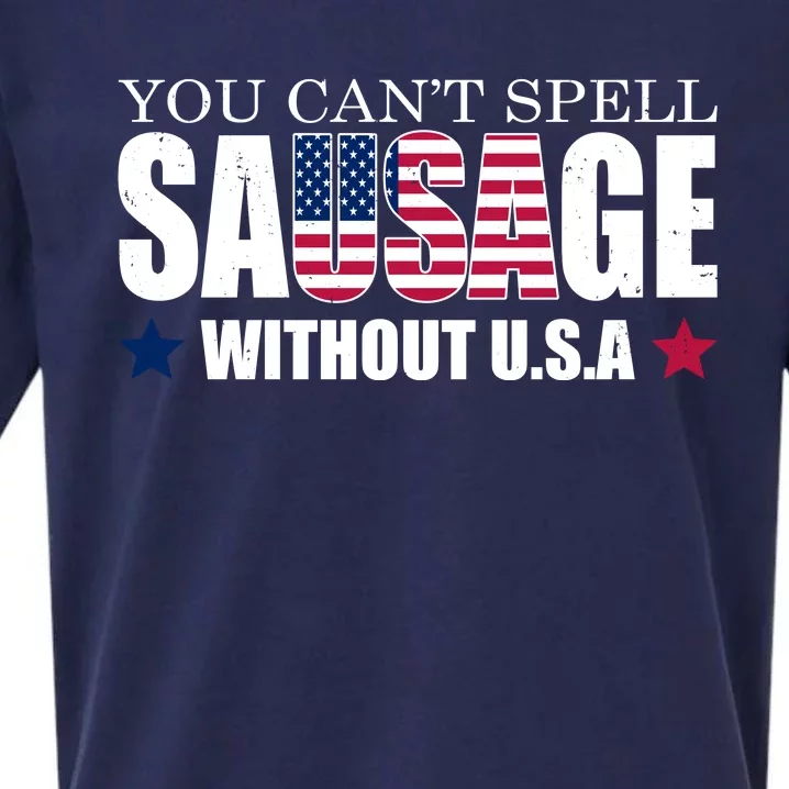 You Can't Spell Sausage Without USA Funny Sueded Cloud Jersey T-Shirt