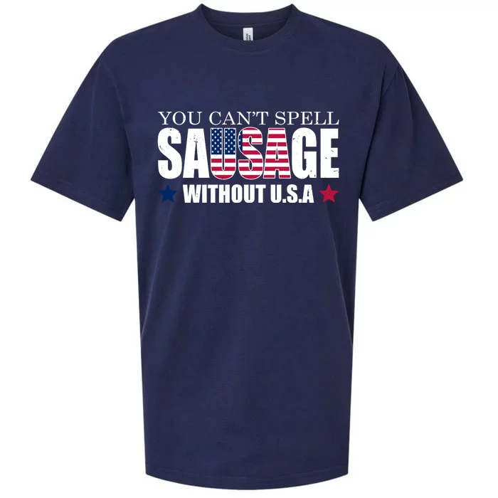 You Can't Spell Sausage Without USA Funny Sueded Cloud Jersey T-Shirt