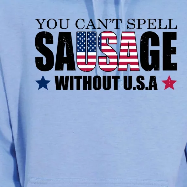 You Can't Spell Sausage Without USA Funny Unisex Surf Hoodie