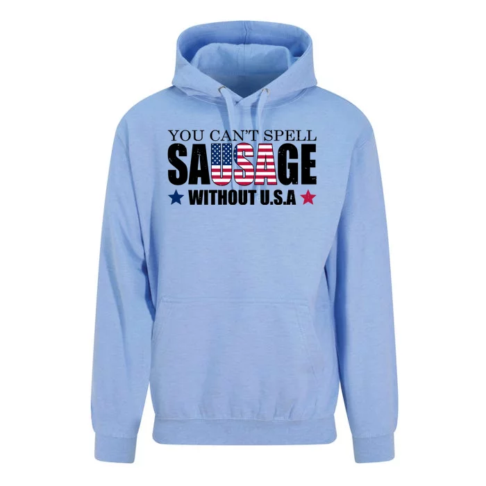 You Can't Spell Sausage Without USA Funny Unisex Surf Hoodie