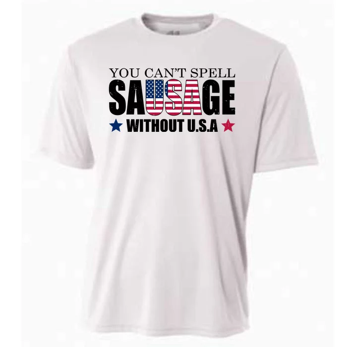 You Can't Spell Sausage Without USA Funny Cooling Performance Crew T-Shirt